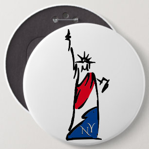 Vrijheidsbeeld/Lady Liberty Stripes Ronde Button 6,0 Cm