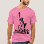 Vrijheidsbeeld Manhattan Nyc Sjabloon Mannen Roze T-shirt<br><div class="desc">NYC Liberty Statue Manhattan Modern Elegant Sjabloon Mannen</div>