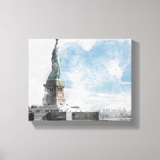 Vrijheidsbeeld Manhattan Skyline Canvas Wall (Voorkant)