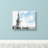 Vrijheidsbeeld Manhattan Skyline Canvas Wall (Insitu (Houten vloer))