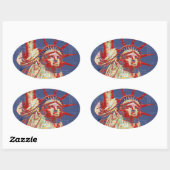 Vrijheidsbeeld met 4 juli Word Cloud Ovale Sticker (Vel)