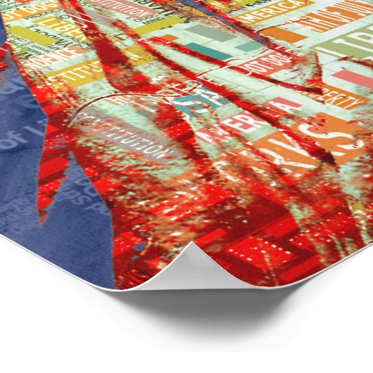 Vrijheidsbeeld met 4 juli Word Cloud Poster (Hoek)