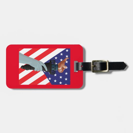 Vrijheidsbeeld met Amerikaanse vlag Bagagelabel (Voorkant horizontaal)
