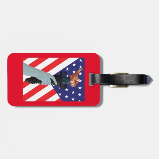 Vrijheidsbeeld met Amerikaanse vlag Bagagelabel (Achterkant horizontaal)