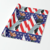 Vrijheidsbeeld met Amerikaanse vlag Cadeaupapier (Uitgerold)