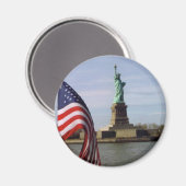 Vrijheidsbeeld met Amerikaanse vlag Magneet (Voorkant / Achterkant)