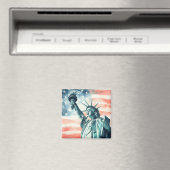 Vrijheidsbeeld met Amerikaanse vlag Magneet (Insitu (Vaatwasser))