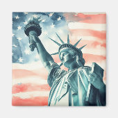 Vrijheidsbeeld met Amerikaanse vlag Magneet (Voorkant)