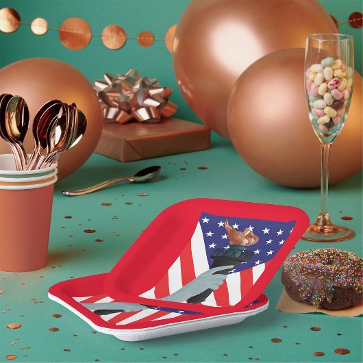 Vrijheidsbeeld met Amerikaanse vlag Papieren Bordje