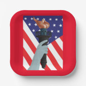 Vrijheidsbeeld met Amerikaanse vlag Papieren Bordje (Voorkant)
