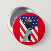 Vrijheidsbeeld met Amerikaanse vlag Ronde Button 7,6 Cm (Voorkant /achterkant)