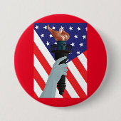 Vrijheidsbeeld met Amerikaanse vlag Ronde Button 7,6 Cm (Voorkant)