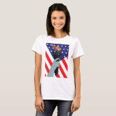 Vrijheidsbeeld met Amerikaanse vlag T-shirt (Voorkant volledig)