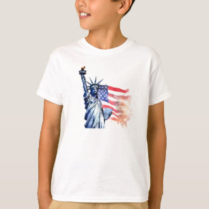 Vrijheidsbeeld met Amerikaanse vlag T-shirt