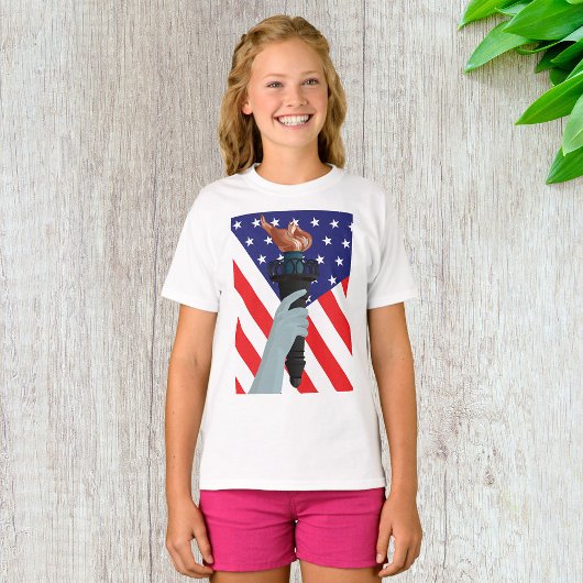 Vrijheidsbeeld met Amerikaanse vlag T-shirt