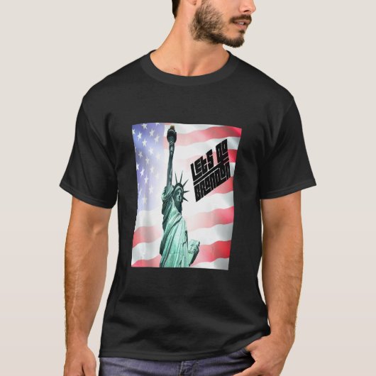 Vrijheidsbeeld met Amerikaanse vlag T-shirt (Voorkant)
