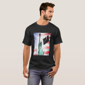 Vrijheidsbeeld met Amerikaanse vlag T-shirt (Voorkant volledig)