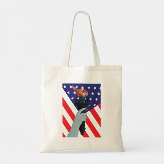 Vrijheidsbeeld met Amerikaanse vlag Tote Bag (Achterkant)