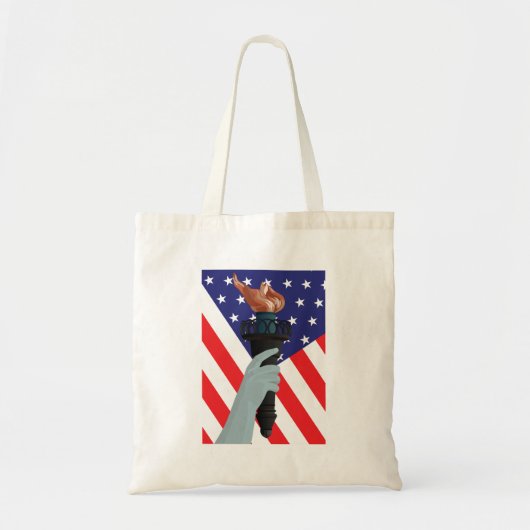 Vrijheidsbeeld met Amerikaanse vlag Tote Bag (Voorkant)
