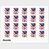 Vrijheidsbeeld met Amerikaanse vlag Vierkante Sticker (Vel)