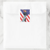 Vrijheidsbeeld met Amerikaanse vlag Vierkante Sticker (Tas)