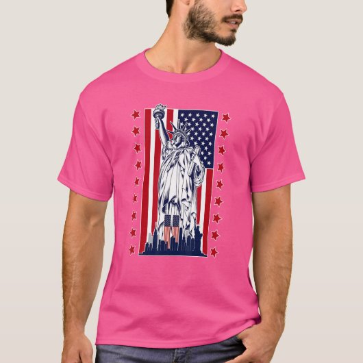 Vrijheidsbeeld met de Amerikaanse vlag T-shirt (Voorkant)