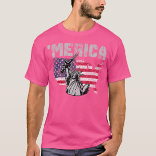 Vrijheidsbeeld met een Pistool Merica rood wit A T-shirt