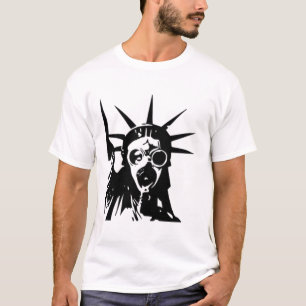 Vrijheidsbeeld met gasmasker t-shirt