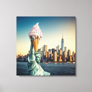 Vrijheidsbeeld met Ice Cream Cone Canvas Afdruk