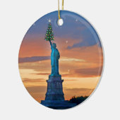 Vrijheidsbeeld met kerstboom keramisch ornament (Links)