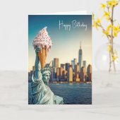 Vrijheidsbeeld met verjaardagsijskegel kaart (Gele Bloem)