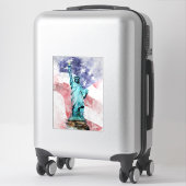 Vrijheidsbeeld met vlag waterverf sticker (Koffer)