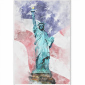 Vrijheidsbeeld met vlag waterverf sticker (Voorkant)