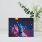 Vrijheidsbeeld met vuurwerk briefkaart (Staand voorkant)