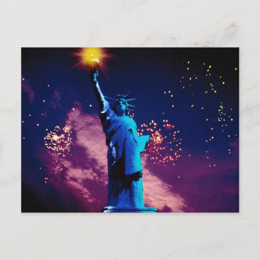 Vrijheidsbeeld met vuurwerk briefkaart (Voorkant)