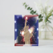 Vrijheidsbeeld met vuurwerk voor 4 juli briefkaart (Staand voorkant)
