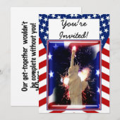 Vrijheidsbeeld met vuurwerk voor 4 juli kaart (Voorkant / Achterkant)