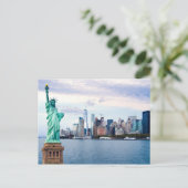 Vrijheidsbeeld met World Trade Center Briefkaart (Staand voorkant)