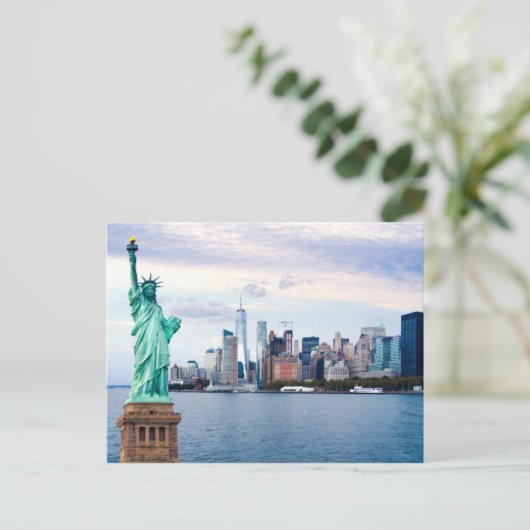 Vrijheidsbeeld met World Trade Center Briefkaart (Staand voorkant)