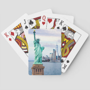 Vrijheidsbeeld met World Trade Center Pokerkaarten