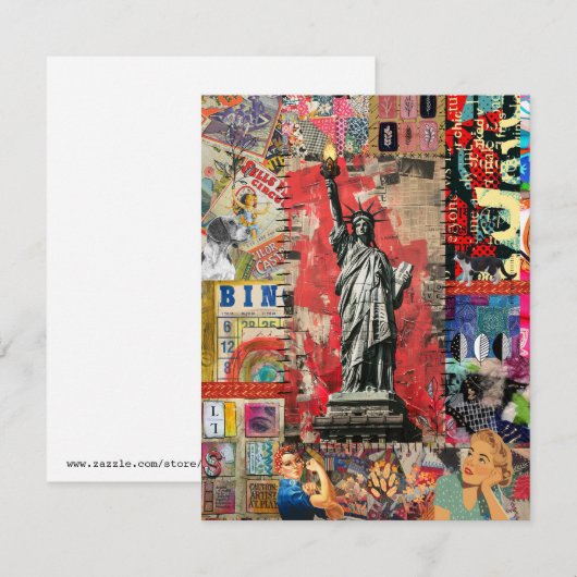 Vrijheidsbeeld Mixed Media Collage Art Kaart (Voorkant / Achterkant)