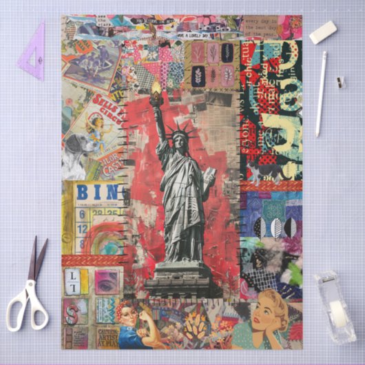 Vrijheidsbeeld Mixed Media Collage Art Tissuepapier (Craft)