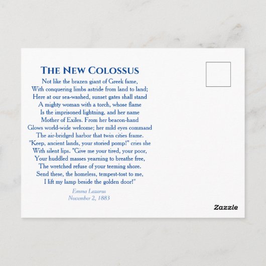 Vrijheidsbeeld, Moeder van Bannelingen - Briefkaart (Achterkant)