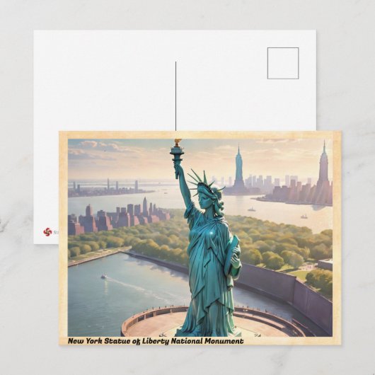 Vrijheidsbeeld Nationaal Monument NYC Vintage Briefkaart (Voorkant / Achterkant)
