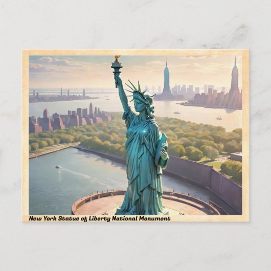 Vrijheidsbeeld Nationaal Monument NYC Vintage Briefkaart (Voorkant)