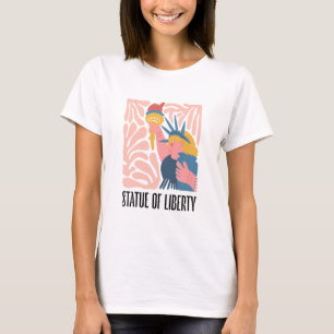 Vrijheidsbeeld New York abstracte reisbloemen T-shirt