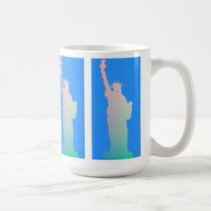 Vrijheidsbeeld New York Blauw Roze Groene Kleuren Koffiemok