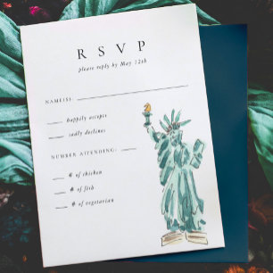 Vrijheidsbeeld New York City Bruiloft RSVP Kaartje