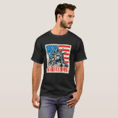 Vrijheidsbeeld New York City Distressed USA Vlag W T-shirt (Voorkant volledig)