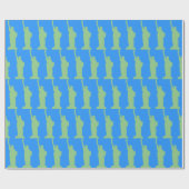 Vrijheidsbeeld New York City Elegant Blauw Cadeaupapier (Vlak)